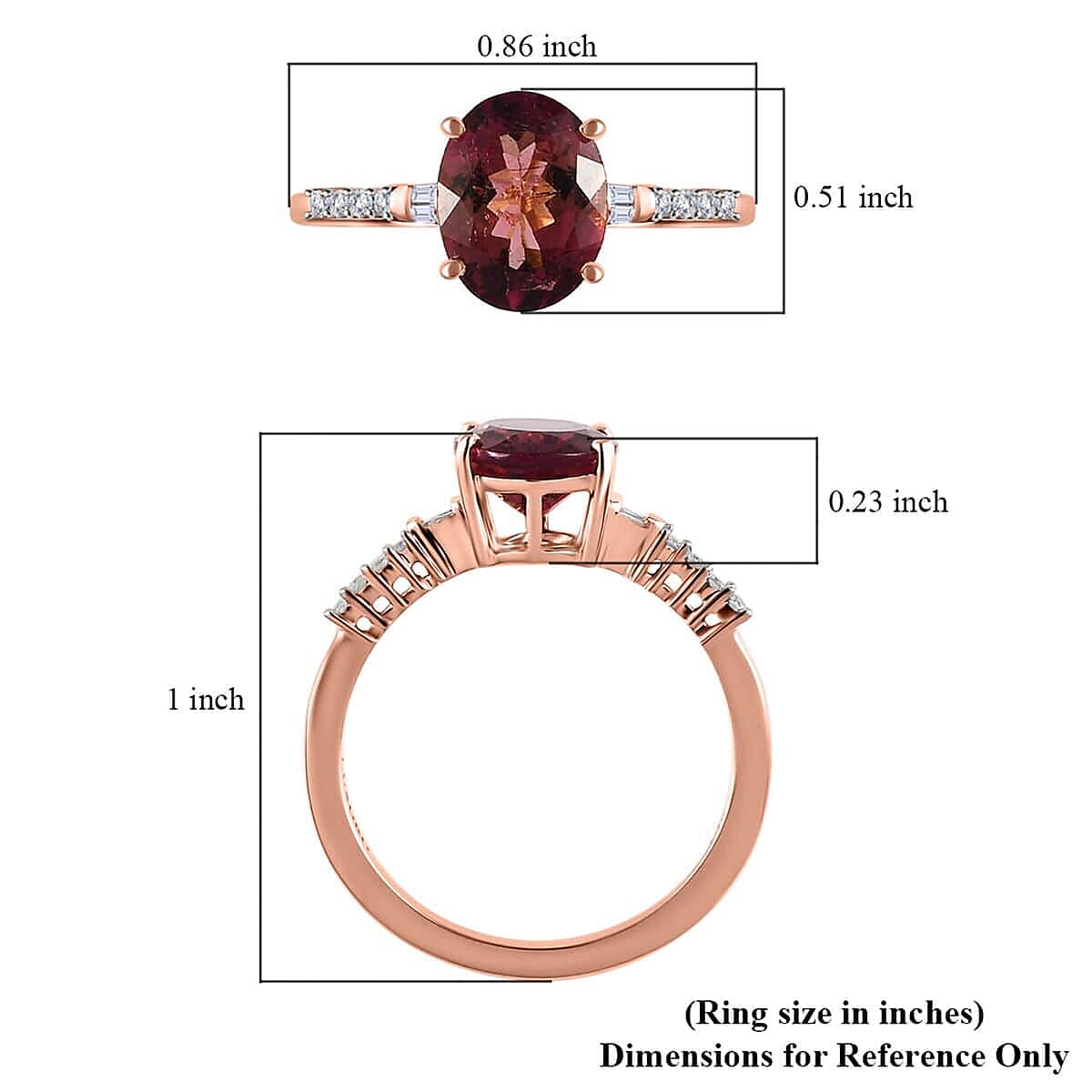 Luxoro 14K Rose Gold AAA Morro Redondo Pink Tourmaline and Diamond Ring (Size 6.0) 1.75 ctw