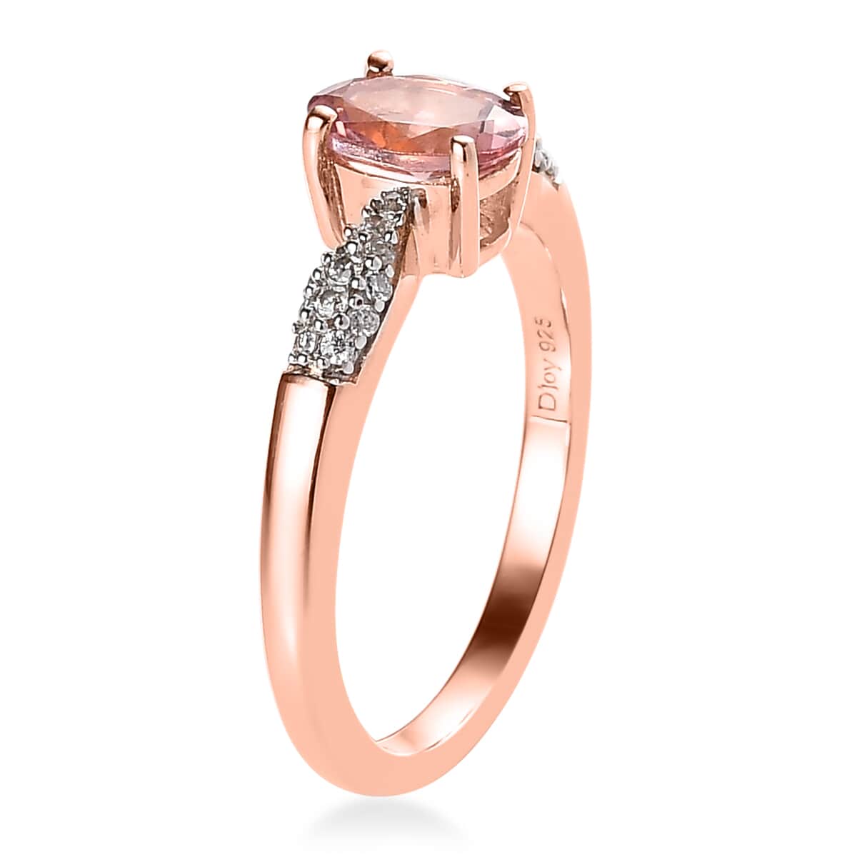 Premium Morro Redondo Pink Tourmaline and Moissanite Ring in Vermeil Rose Gold Over Sterling Silver (Size 10.0) 1.00 ctw image number 3