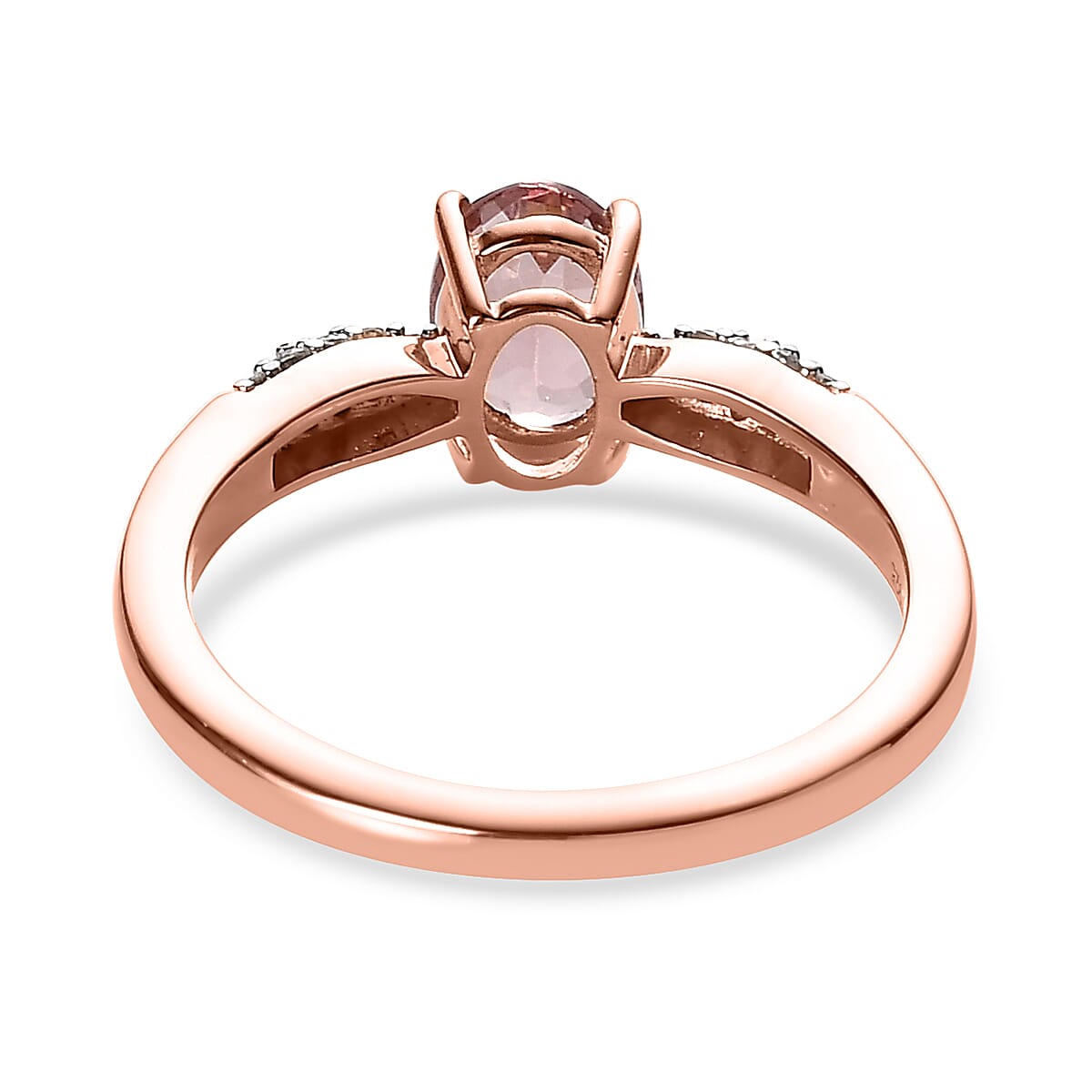 Premium Morro Redondo Pink Tourmaline and Moissanite Ring in Vermeil Rose Gold Over Sterling Silver (Size 10.0) 1.00 ctw