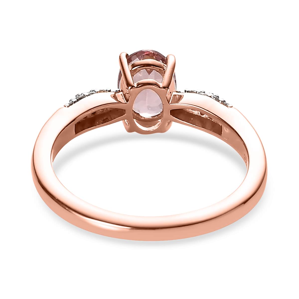 Premium Morro Redondo Pink Tourmaline and Moissanite Ring in Vermeil Rose Gold Over Sterling Silver (Size 10.0) 1.00 ctw image number 4