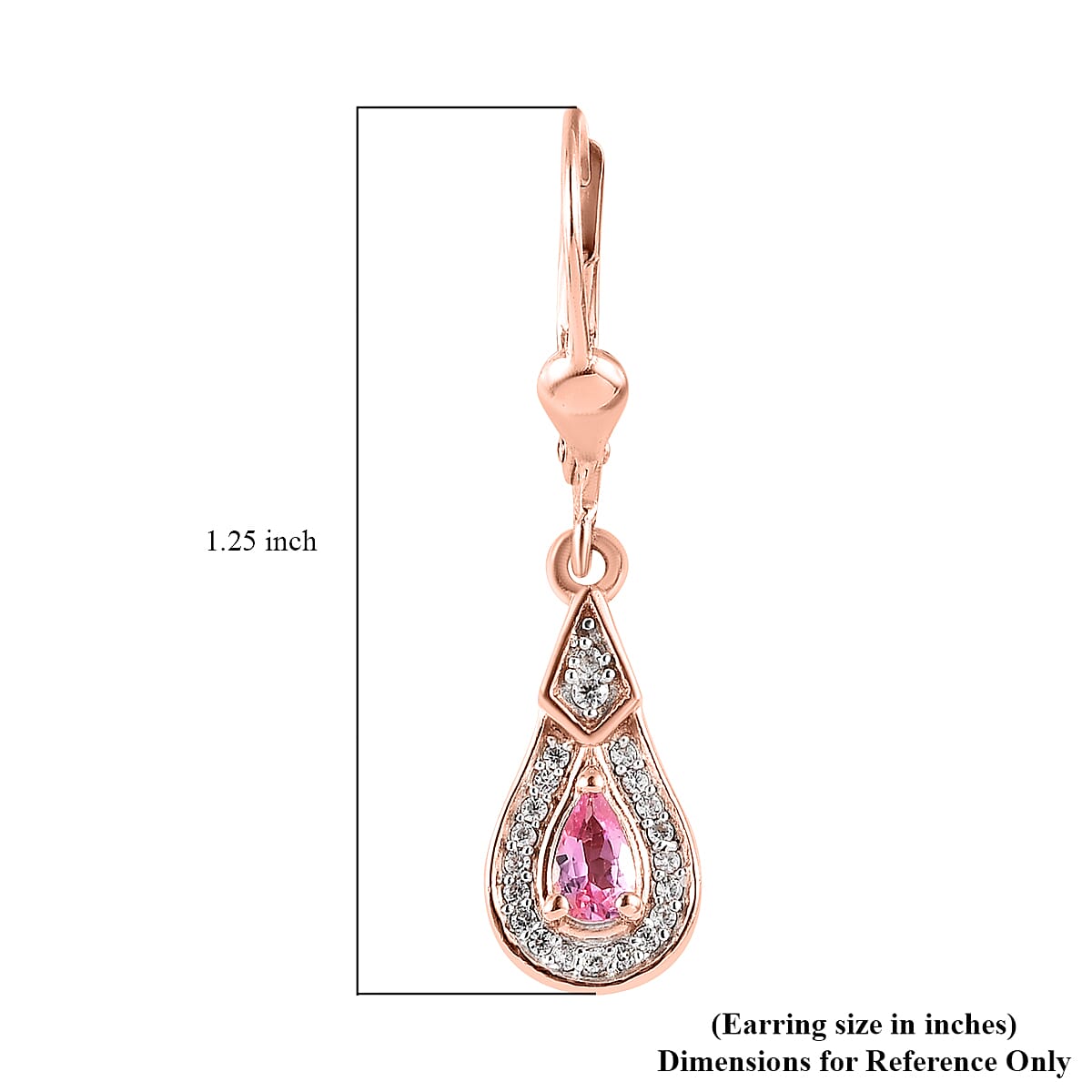 Premium Morro Redondo Pink Tourmaline and White Zircon Lever Back Earrings in Vermeil Rose Gold Over Sterling Silver 0.60 ctw