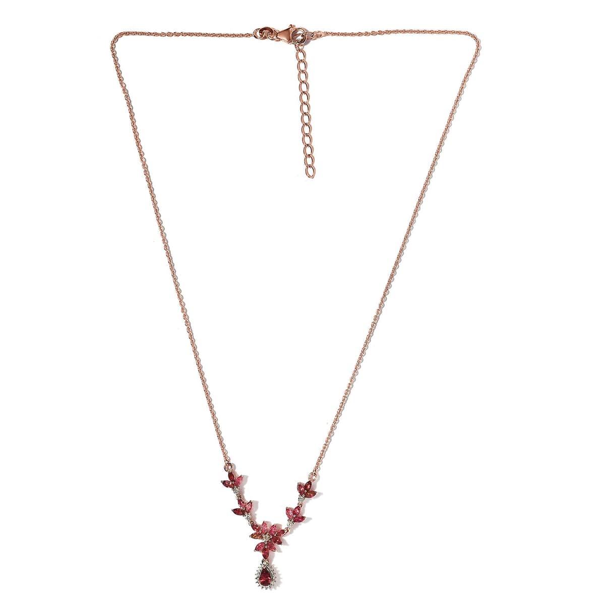 Premium Morro Redondo Pink Tourmaline and White Zircon Floral Necklace 20 Inches in Vermeil Rose Gold Over Sterling Silver 2.35 ctw image number 3