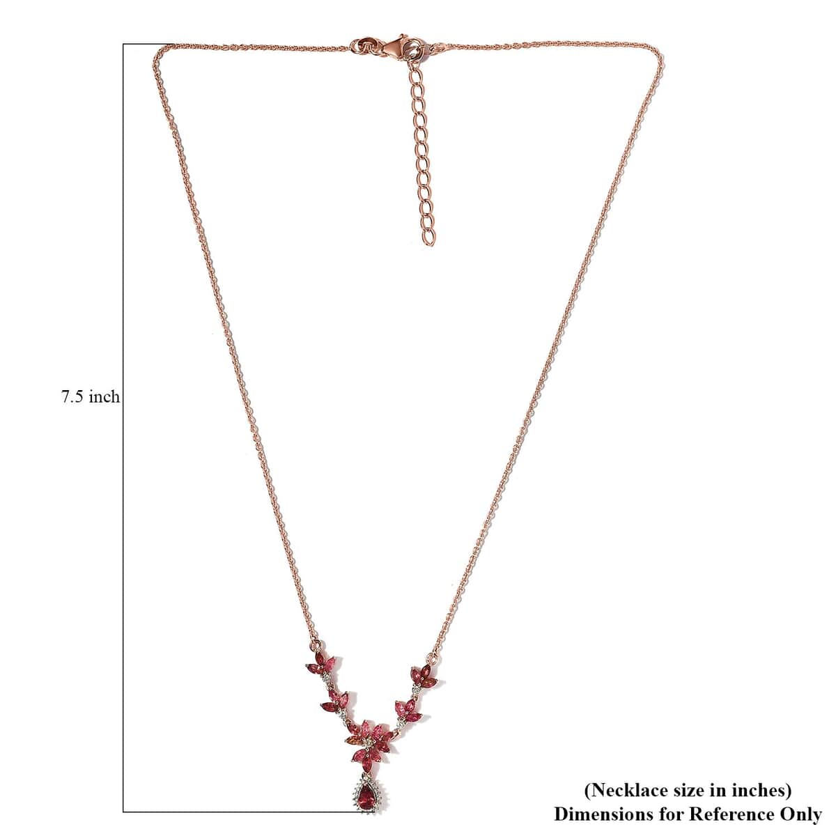 Premium Morro Redondo Pink Tourmaline and White Zircon Floral Necklace 20 Inches in Vermeil Rose Gold Over Sterling Silver 2.35 ctw image number 5