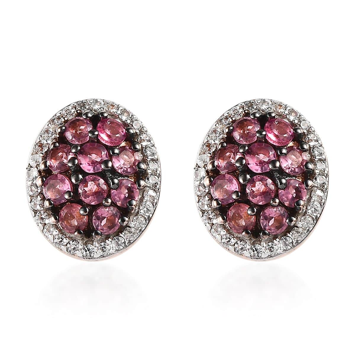 Premium Morro Redondo Pink Tourmaline and White Zircon Stud Earrings in Vermeil Rose Gold Over Sterling Silver 0.90 ctw image number 0