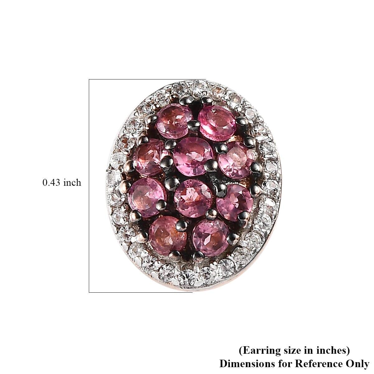 Premium Morro Redondo Pink Tourmaline and White Zircon Stud Earrings in Vermeil Rose Gold Over Sterling Silver 0.90 ctw image number 4