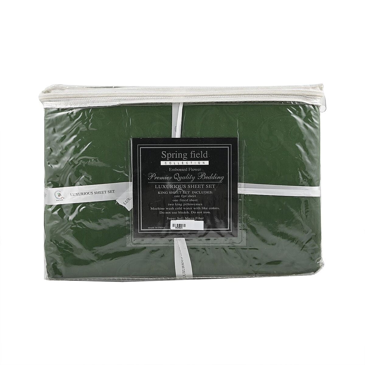 Spring Field Collection 4-Piece Green Super Soft 1600 Series Floral Embossed Bed Sheet -King image number 5
