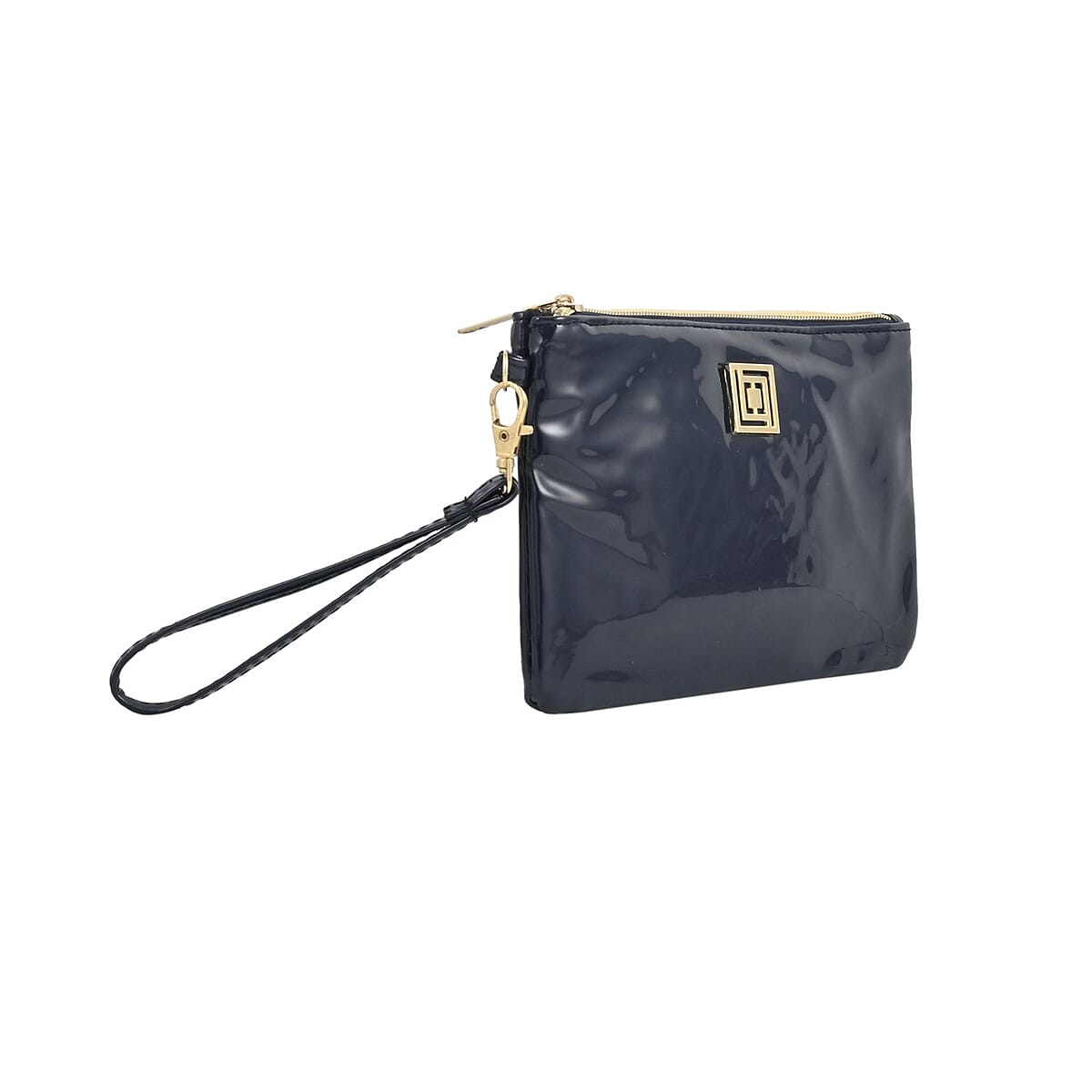 Chicago Closeout Liz Claiborne Dark Navy Faux Patent Leather RFID Protected Wristlet Wallet with Power Bank image number 1
