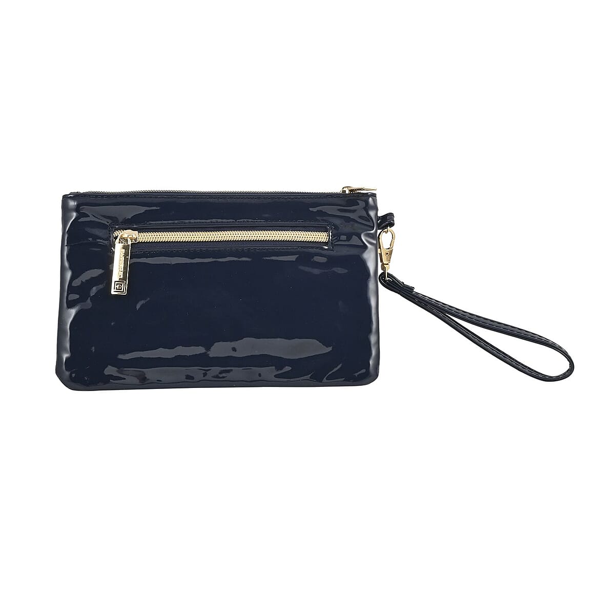 Chicago Closeout Liz Claiborne Dark Navy Faux Patent Leather RFID Protected Wristlet Wallet with Power Bank image number 2