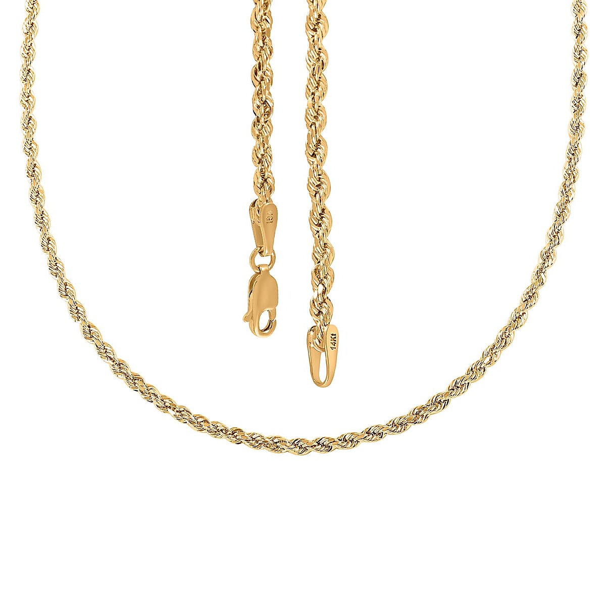 14K Yellow Gold 1.5mm Rope Chain Necklace 20 Inches 1.60 Grams image number 4