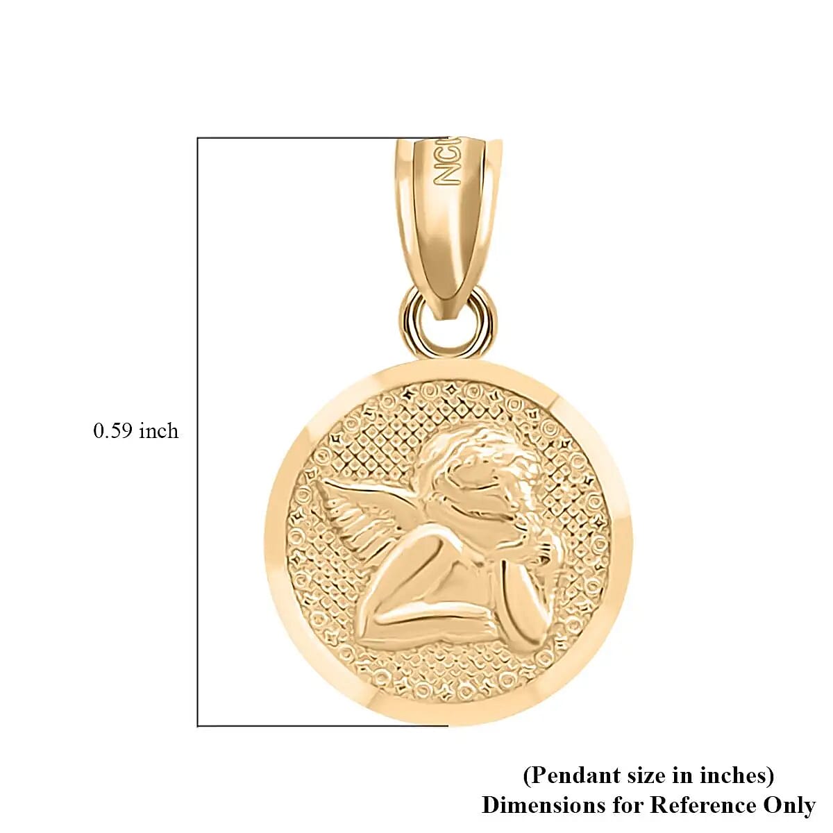 Made in America 10K Yellow Gold Cupid Medallion Pendant image number 6