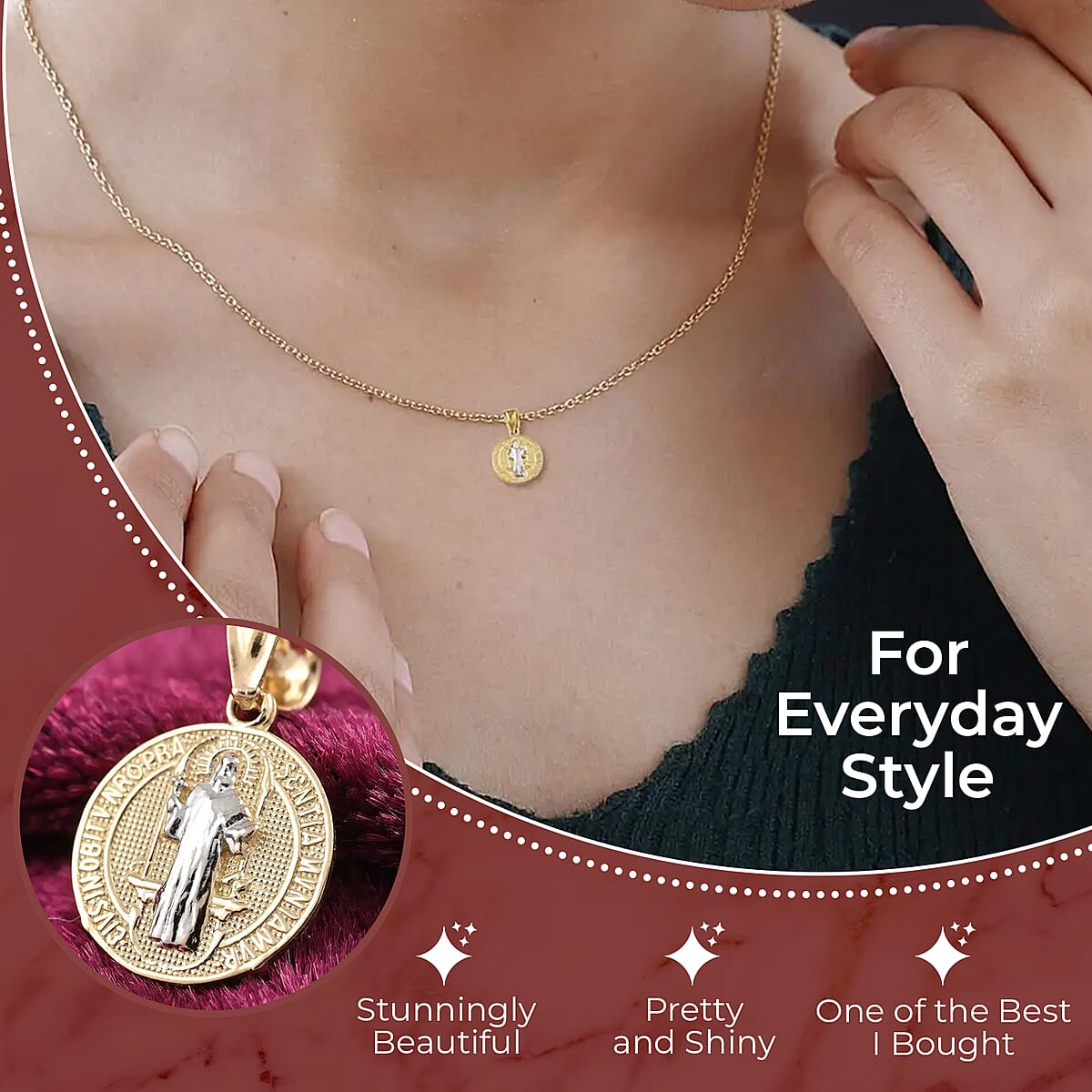 Made in America Sentia Medallion Pendant , 10K Yellow and White Gold Pendant , Gold Jewelry , Gold Sentia Pendant image number 2