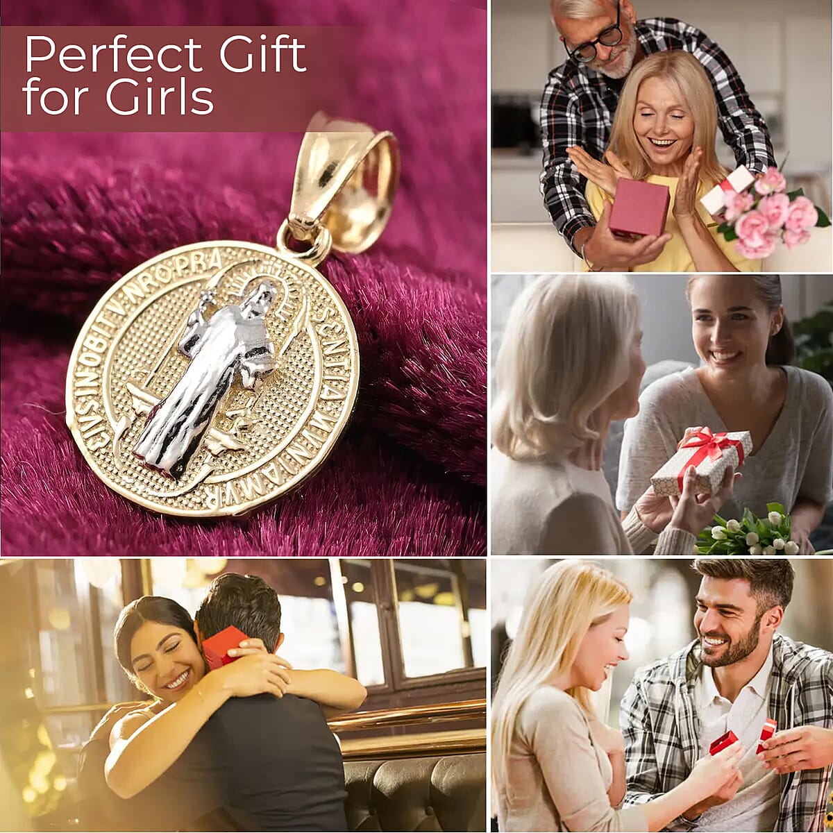 Made in America Sentia Medallion Pendant , 10K Yellow and White Gold Pendant , Gold Jewelry , Gold Sentia Pendant image number 4