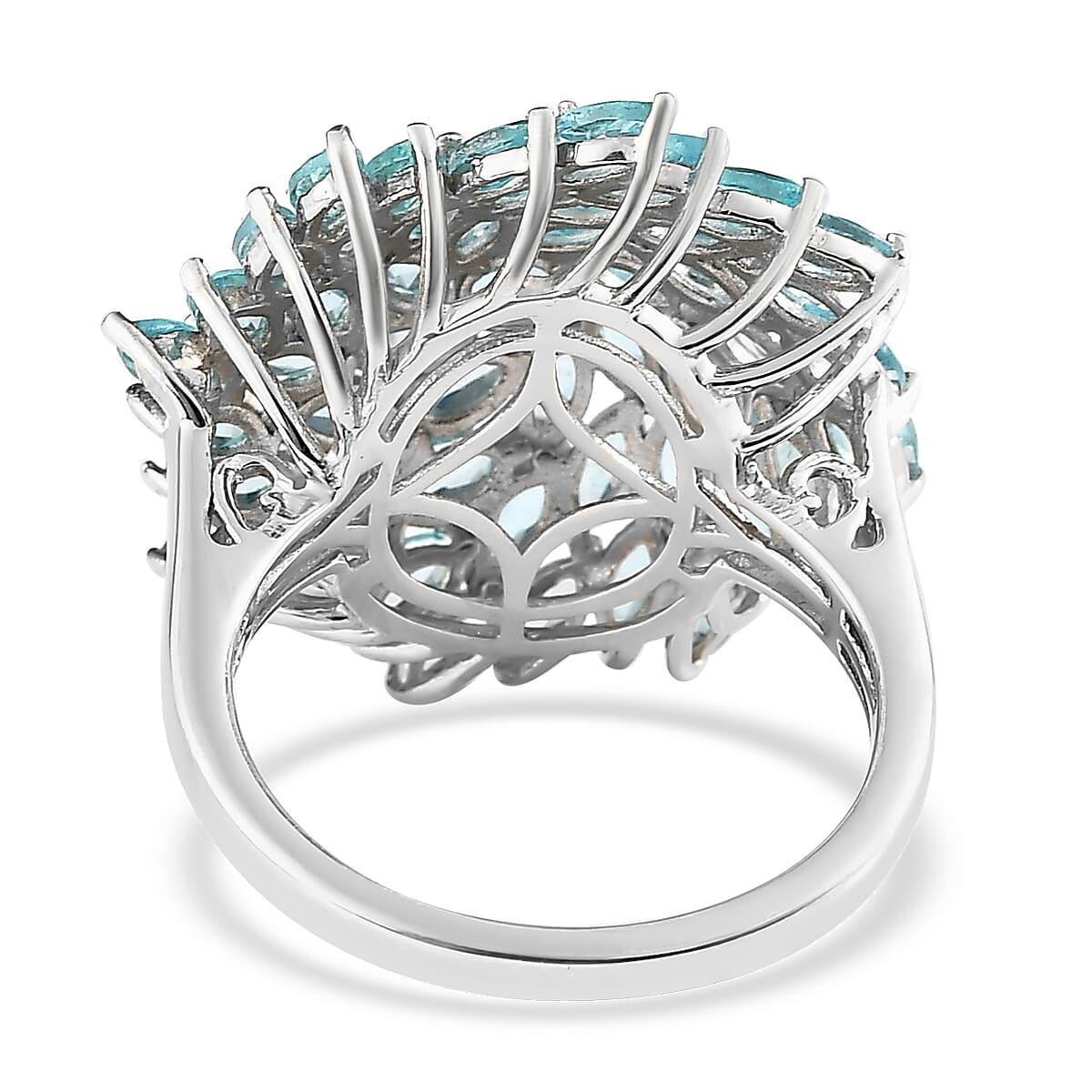 Madagascar Paraiba Apatite Cluster Ring in Platinum Over Sterling Silver (Size 10.0) 4.00 ctw image number 4