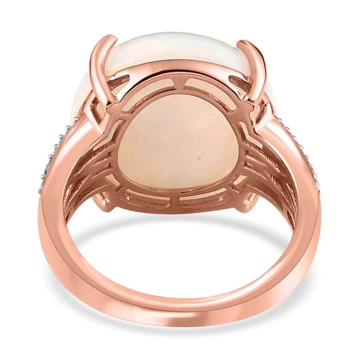 Luxoro 14K Rose Gold AAA Ethiopian Welo Opal, I3 Natural Champagne and White Diamond Ring (Size 7.0) 4.50 Grams 10.25 ctw image number 3