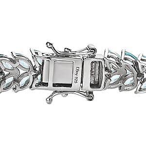 Betroka Blue Apatite 15.15 ctw 2 Row Bracelet in Platinum Over Sterling Silve (7.25 In) 