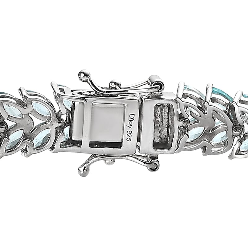 Betroka Blue Apatite 15.15 ctw 2 Row Bracelet in Platinum Over Sterling Silve (7.25 In) 