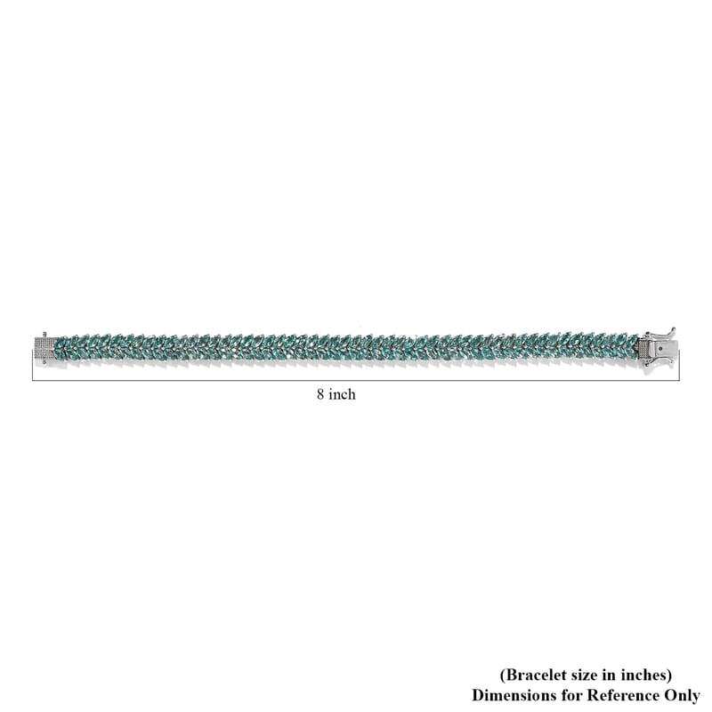 Betroka Blue Apatite 15.15 ctw 2 Row Bracelet in Platinum Over Sterling Silve (7.25 In) 