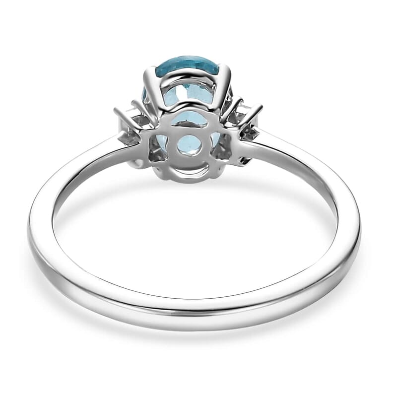 Luxoro Premium Betroka Blue Apatite Ring in 10K White Gold, Moissanite Accent Ring, Apatite Jewelry, Gold Gifts For Her 1.35 ctw