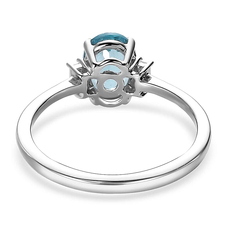 Luxoro Premium Betroka Blue Apatite Ring in 10K White Gold, Moissanite Accent Ring, Apatite Jewelry, Gold Gifts For Her 1.35 ctw