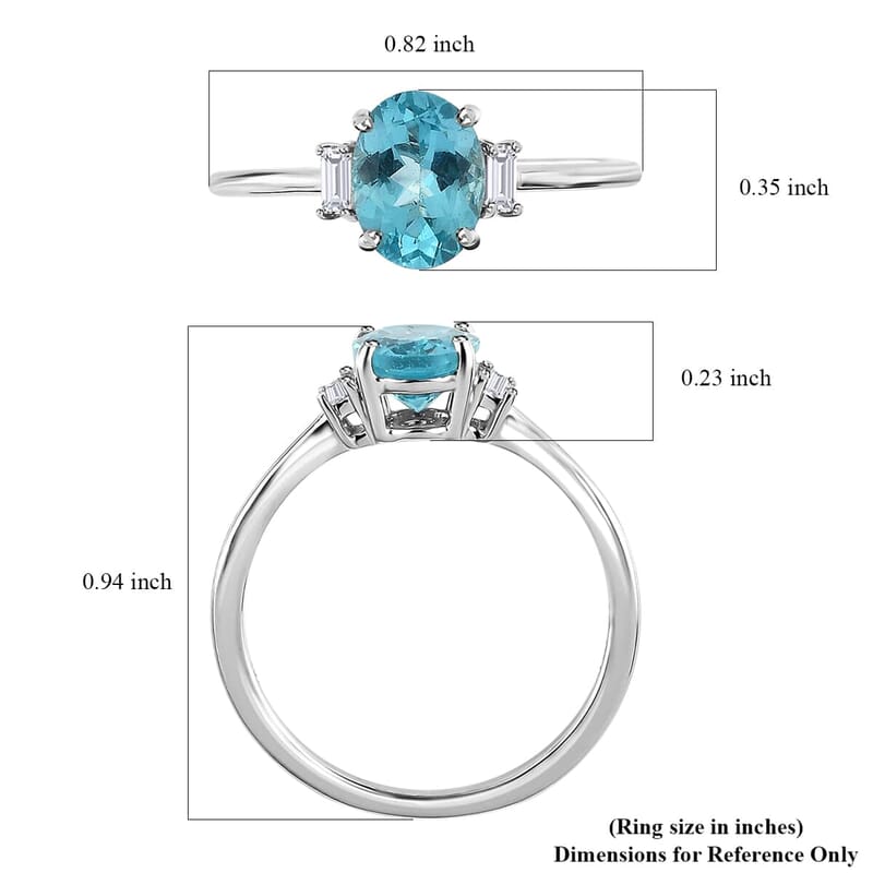 Luxoro Premium Betroka Blue Apatite Ring in 10K White Gold, Moissanite Accent Ring, Apatite Jewelry, Gold Gifts For Her 1.35 ctw