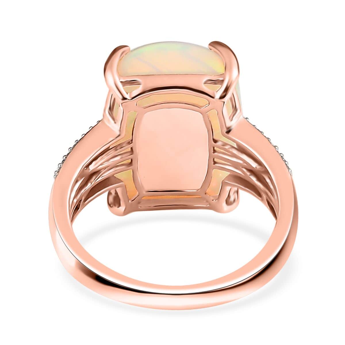 Luxoro 14K Rose Gold AAA Ethiopian Welo Opal, I3 Natural Champagne and White Diamond Ring (Size 6.0) 10.65 ctw image number 4