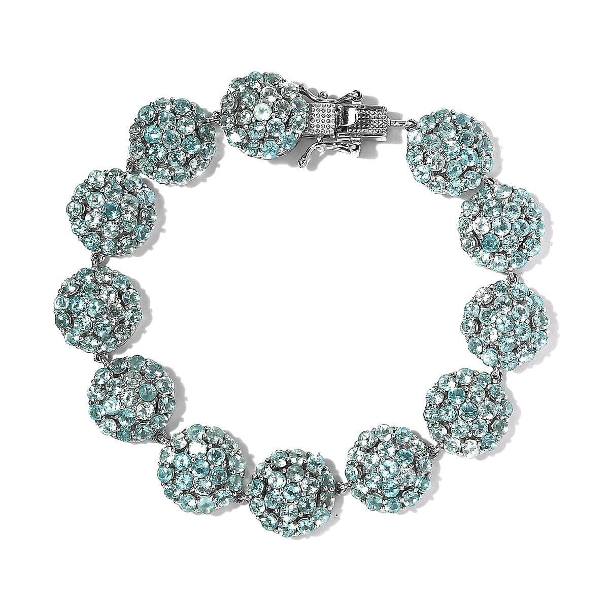Madagascar Paraiba Apatite Bracelet in Platinum Over Sterling Silver (7.25 In) 17.40 ctw image number 0