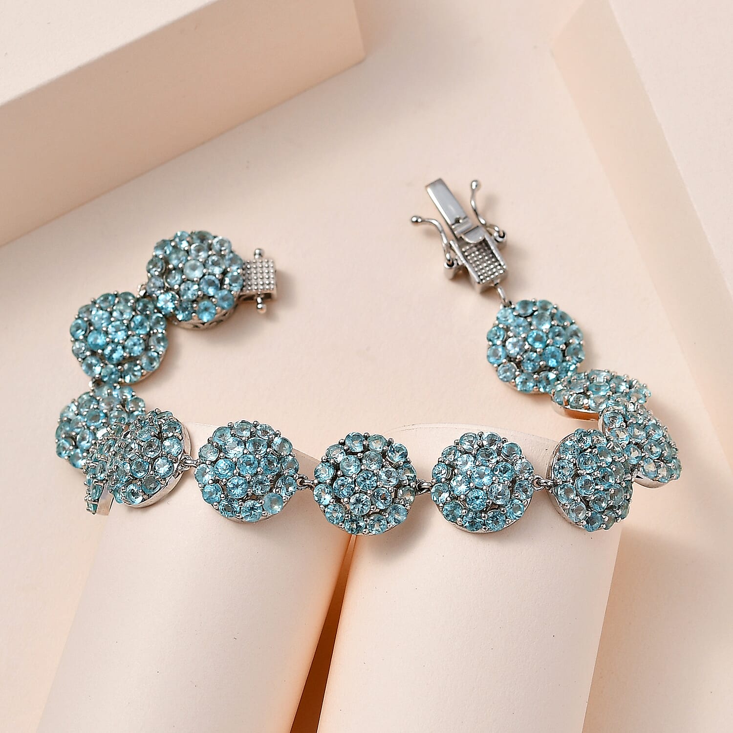 Madagascar Paraiba Apatite Bracelet in Platinum Over Sterling Silver (7.25 In) 17.40 ctw