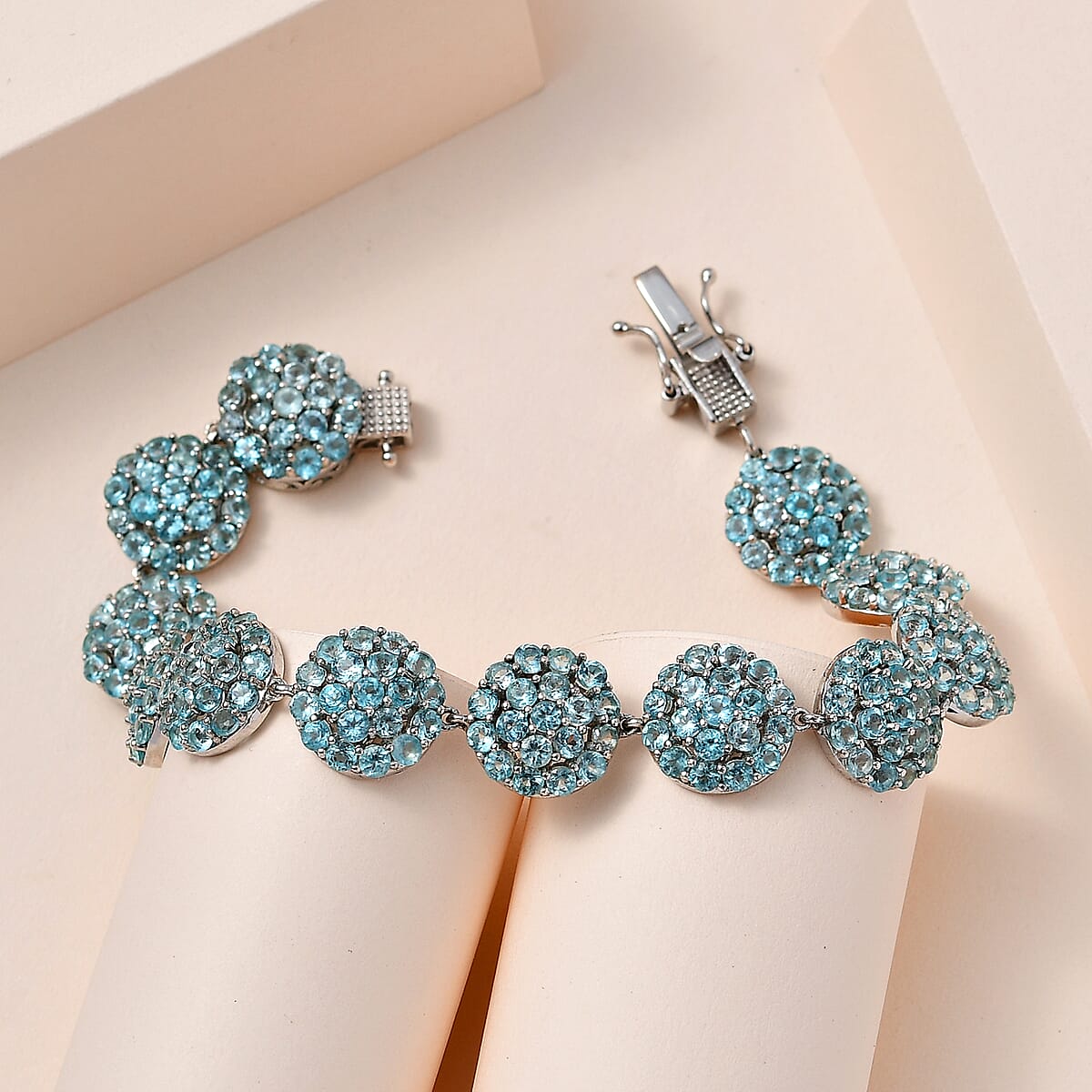 Madagascar Paraiba Apatite Bracelet in Platinum Over Sterling Silver (7.25 In) 17.40 ctw image number 1