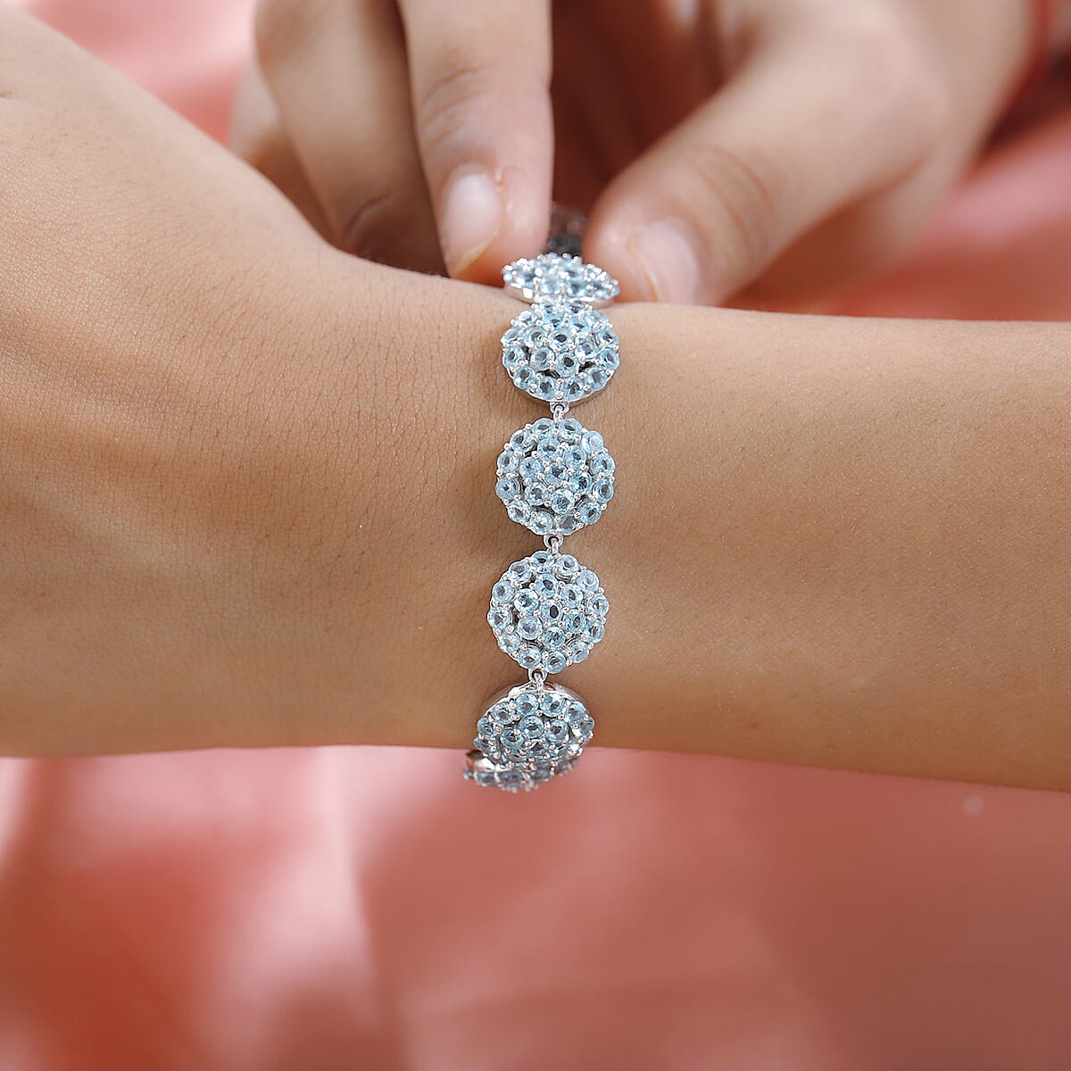 Madagascar Paraiba Apatite Bracelet in Platinum Over Sterling Silver (7.25 In) 17.40 ctw image number 2