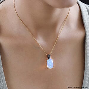 Luxoro 14K Rose Gold AAA Ethiopian Welo Opal, I3 Natural Champagne and White Diamond Pendant without Chain 10.50 ctw