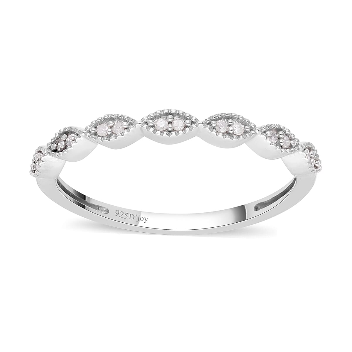 Diamond Ring in Platinum Over Sterling Silver (Size 10.0) 0.10 ctw