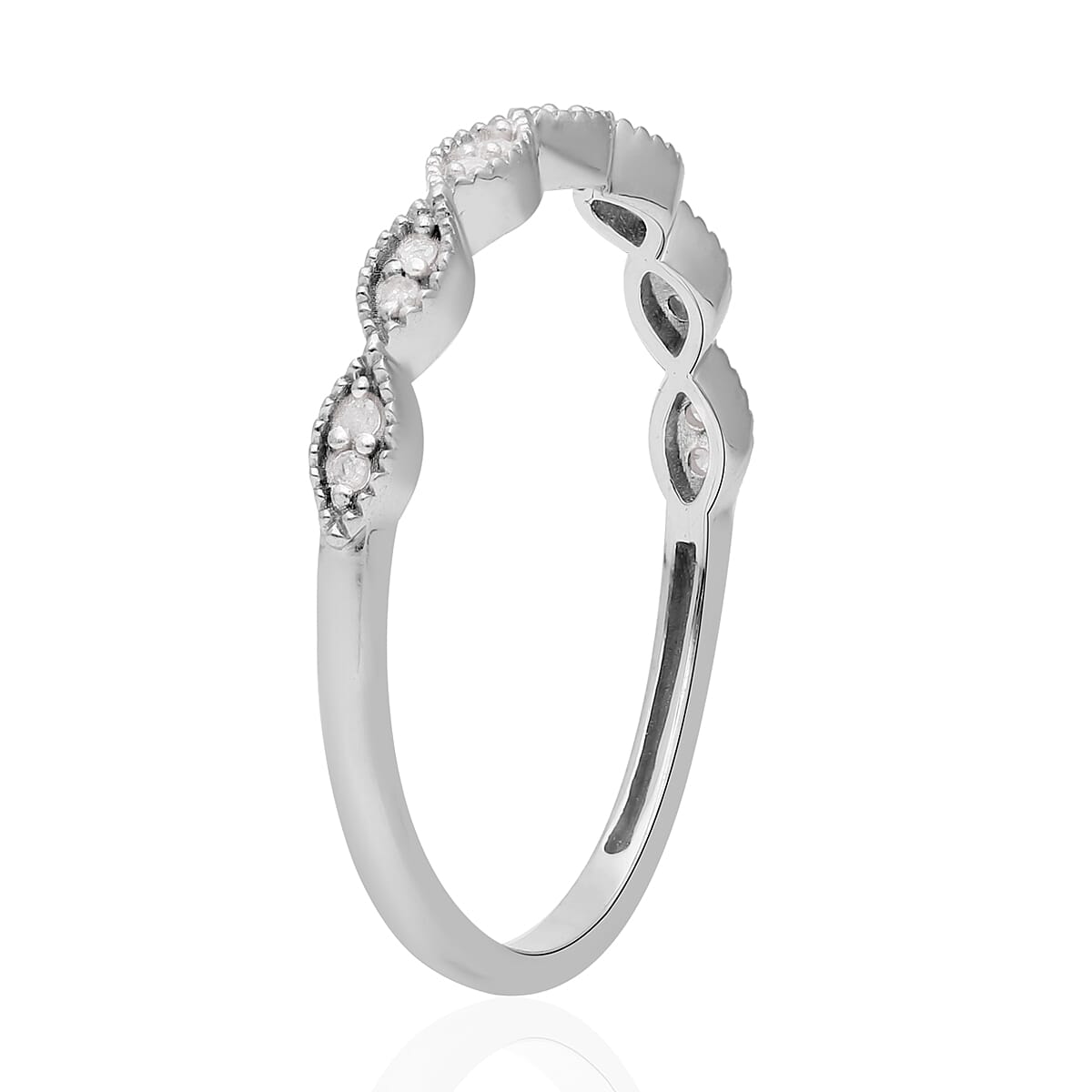 Diamond Ring in Platinum Over Sterling Silver (Size 10.0) 0.10 ctw