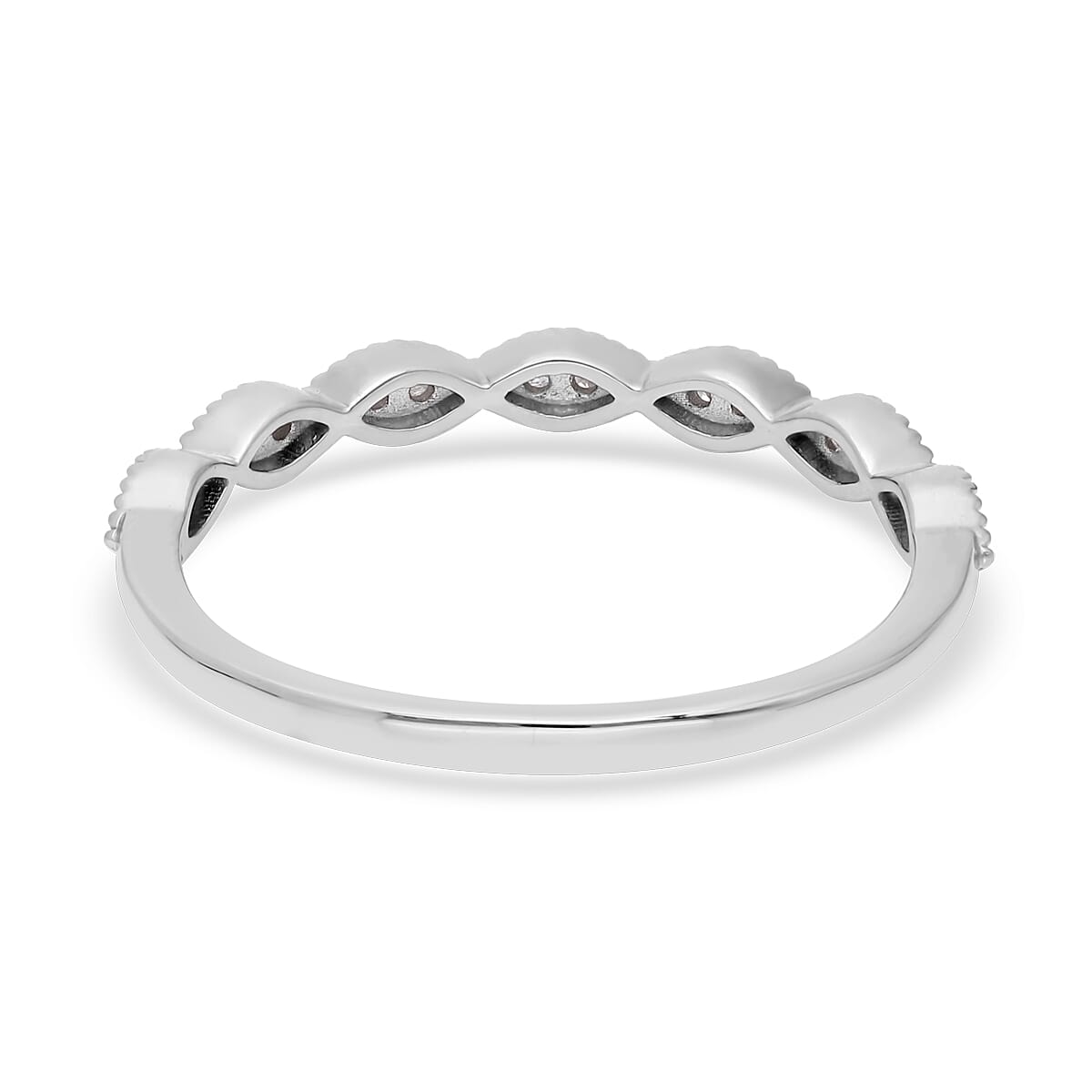 Diamond Ring in Platinum Over Sterling Silver (Size 10.0) 0.10 ctw