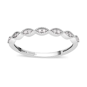 Diamond Ring in Platinum Over Sterling Silver (Size 7.0) 0.10 ctw