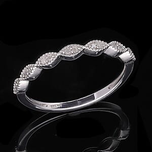 Diamond Ring in Platinum Over Sterling Silver (Size 7.0) 0.10 ctw