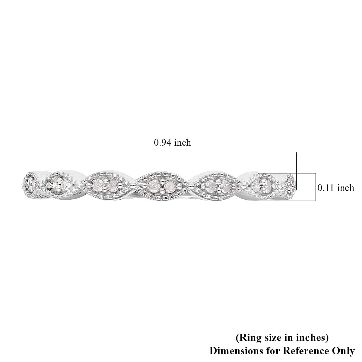 Diamond Ring in Platinum Over Sterling Silver (Size 8.0) 0.10 ctw image number 5