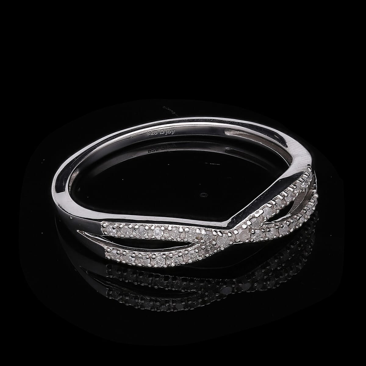 Diamond Infinity Ring in Platinum Over Sterling Silver 0.15 ctw image number 1