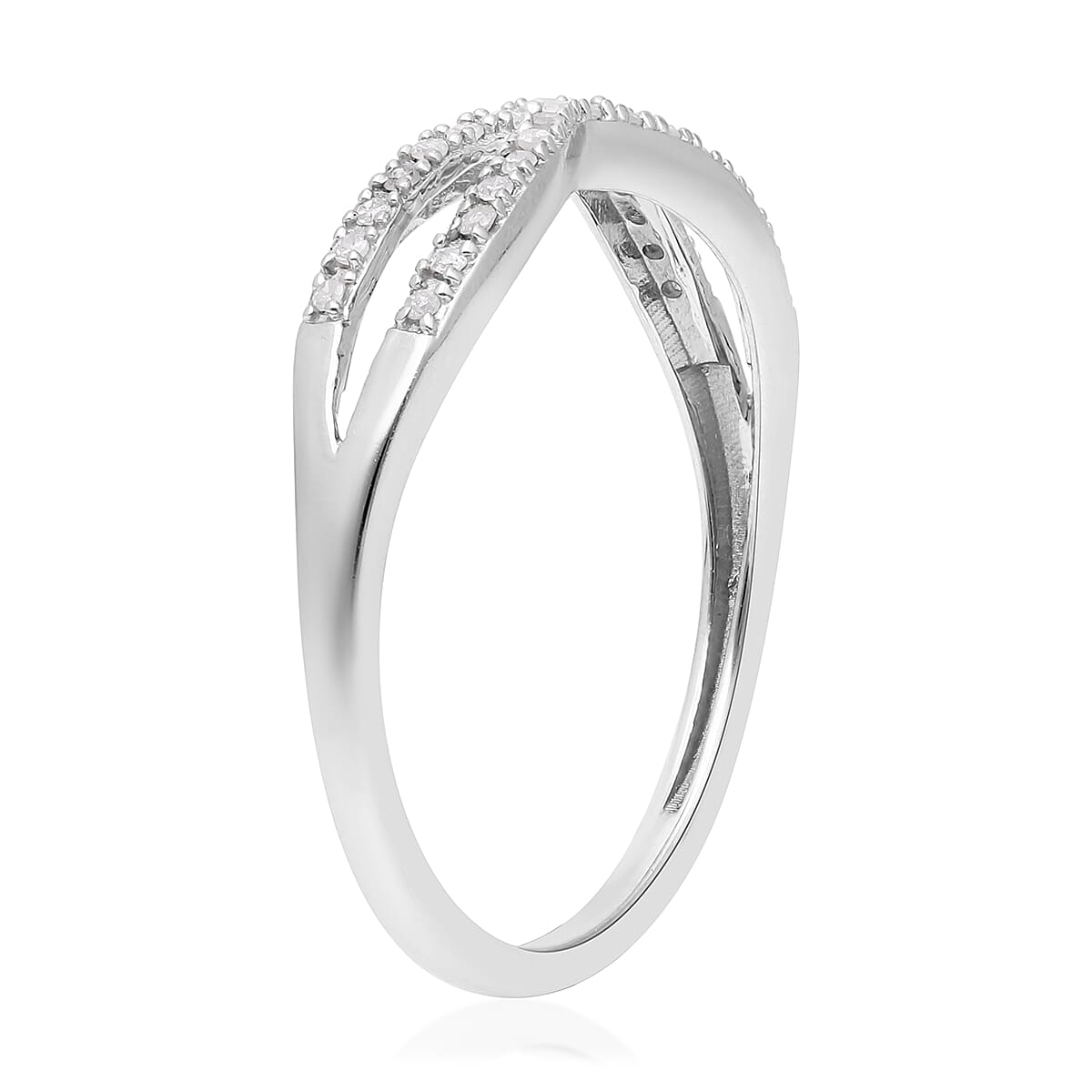 Diamond Infinity Ring in Platinum Over Sterling Silver 0.15 ctw image number 3