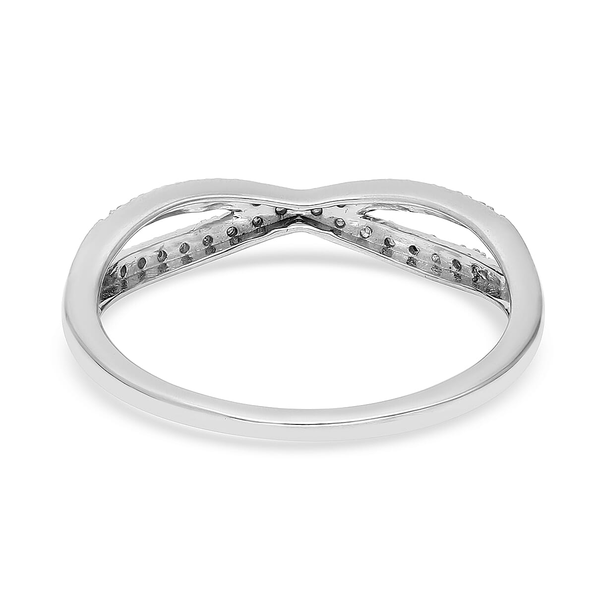 Diamond Infinity Ring in Platinum Over Sterling Silver 0.15 ctw image number 4