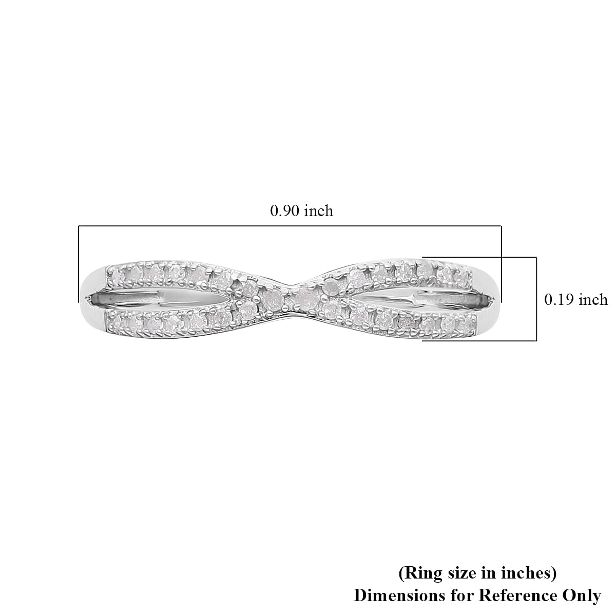 Diamond Infinity Ring in Platinum Over Sterling Silver 0.15 ctw image number 5