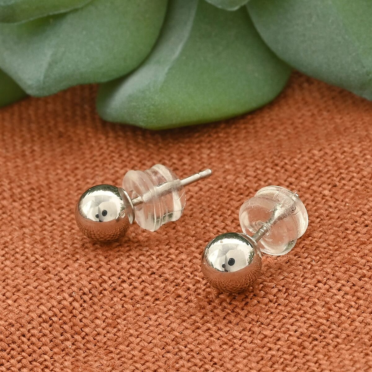 14K White Gold 5mm Ball Stud Earrings image number 1