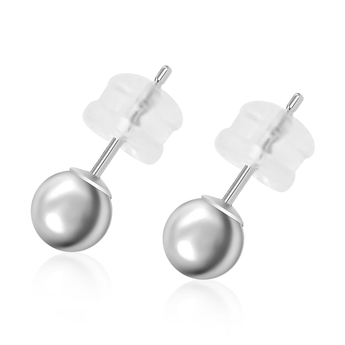 14K White Gold 5mm Ball Stud Earrings image number 3