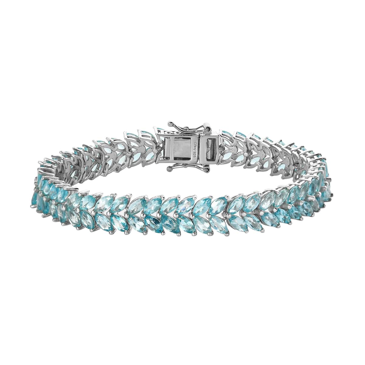 Madagascar Paraiba Apatite 2 Row Bracelet in Platinum Over Sterling Silver (6.50 In) 12.85 ctw image number 0