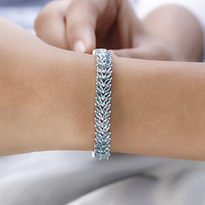 Madagascar Paraiba Apatite 2 Row Bracelet in Platinum Over Sterling Silver (8.00 In) 15.80 ctw