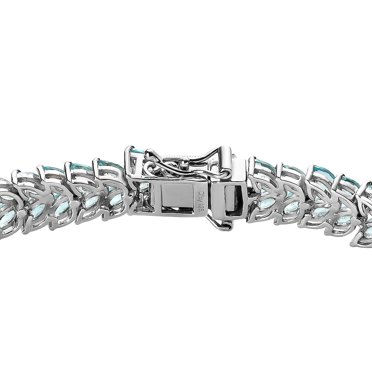 Madagascar Paraiba Apatite 2 Row Bracelet in Platinum Over Sterling Silver (8.00 In) 15.80 ctw image number 3