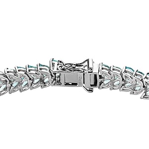 Madagascar Paraiba Apatite 2 Row Bracelet in Platinum Over Sterling Silver (8.00 In) 15.80 ctw