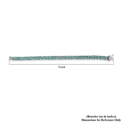 Madagascar Paraiba Apatite 2 Row Bracelet in Platinum Over Sterling Silver (8.00 In) 15.80 ctw