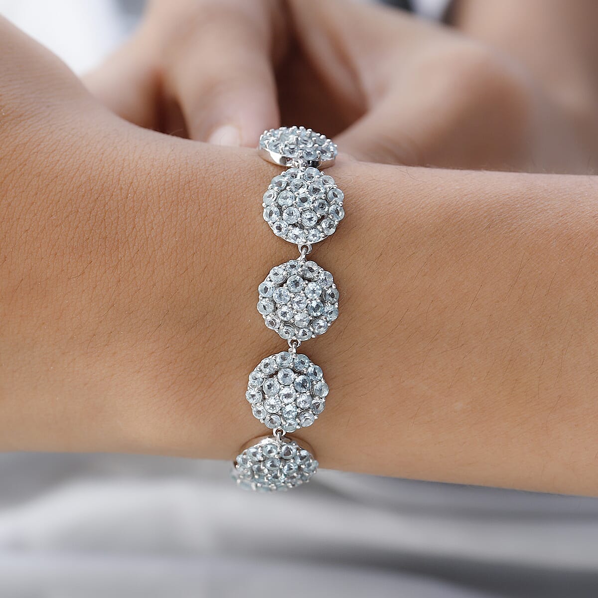 Madagascar Paraiba Apatite Bracelet in Platinum Over Sterling Silver (6.50 In) 16.10 ctw image number 2