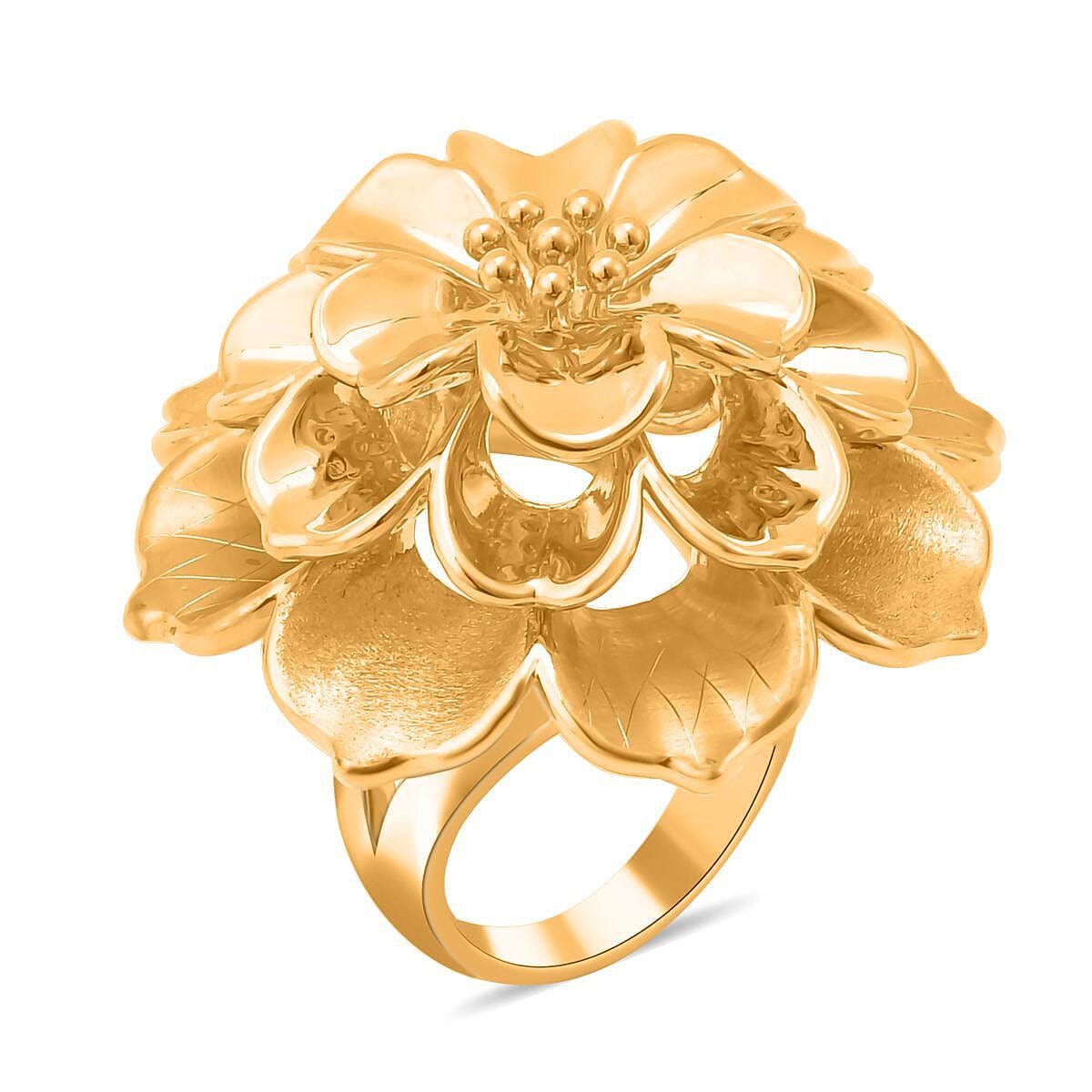 Graziella 23K Gold Plated Electroform Rose Ring