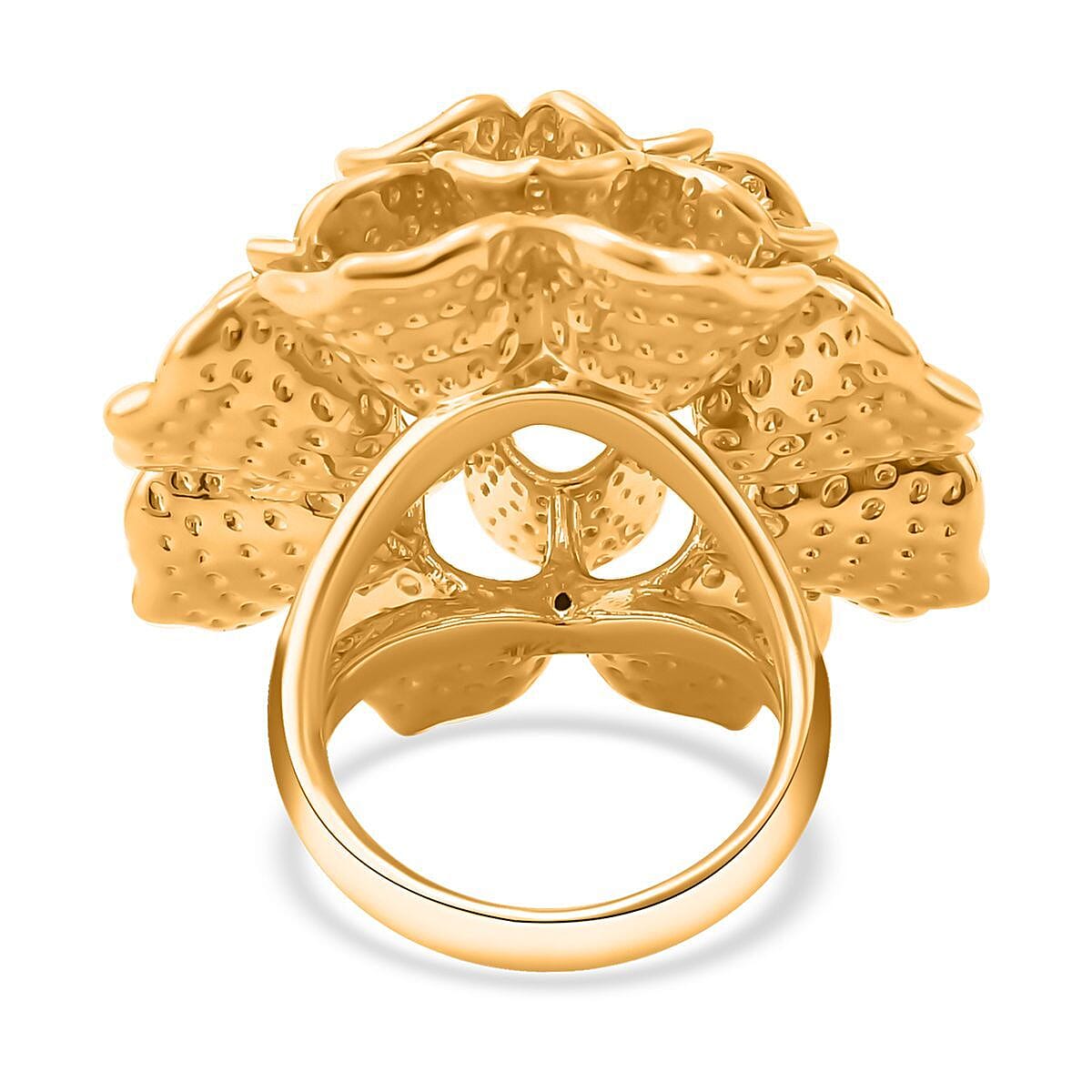 24K Yellow Gold Electroform Floral Ring (Size 8.0) 7 Grams image number 4